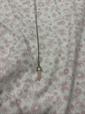 Rose Quartz Point Pendant Necklace - Silver Chain